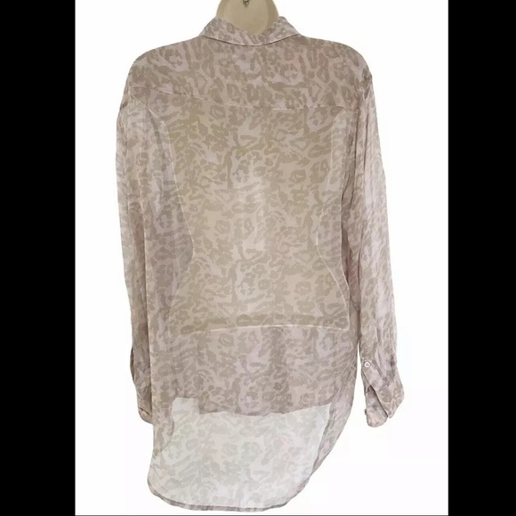 Equipment Sheer Pink Green Leopard Print Silk Top - Picture 4 of 6